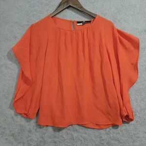 Elisabetta Franchi Orange Ruffled Sleeve Chiffon Blouse 42/M Made In Italy 23PT